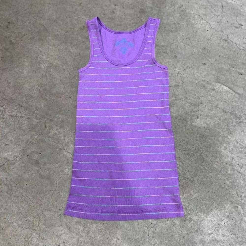 y2k purple striped tank top small